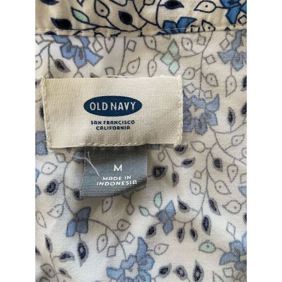 Old Navy Ditzy Floral and Paisley Blue and White 3/4 Sleeve Knee Length Dress M - Picture 8 of 11